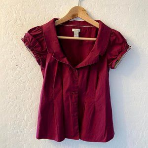 Anthropologie Odille Maroon Button-up Blouse